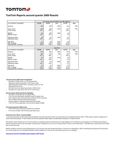 Thumbnail TomTom Quarterly Report 2009-q2