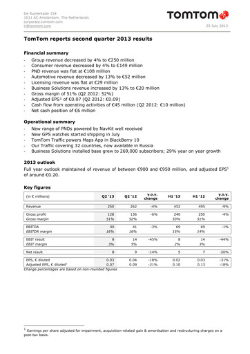 Thumbnail TomTom Quarterly Report 2013-q2