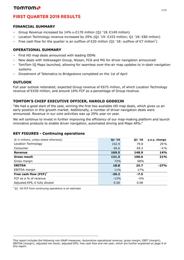 Thumbnail TomTom Quarterly Report 2019-q1