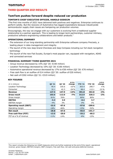 Thumbnail TomTom Quarterly Report 2021-q3