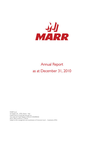 Thumbnail MARR S.p.A. Annual Report 2010