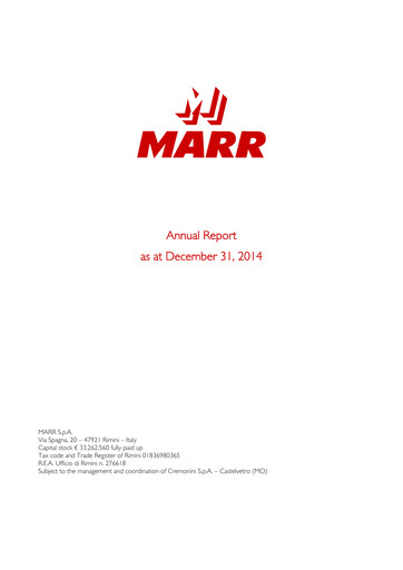 Thumbnail MARR S.p.A. Annual Report 2014