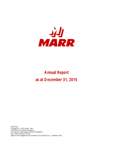 Thumbnail MARR S.p.A. Annual Report 2015