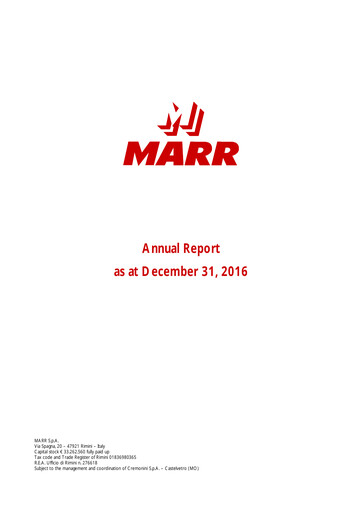Thumbnail MARR S.p.A. Annual Report 2016