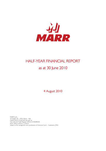 Thumbnail MARR S.p.A. Half-year Report 2010-h1