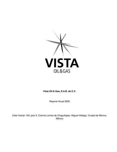 Thumbnail Vista Oil & Gas Annual Report 2020