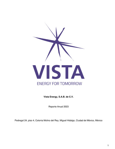 Thumbnail Vista Oil & Gas Annual Report 2023