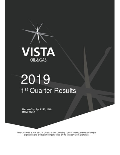 Thumbnail Vista Energy Quarterly Report 2019-q1