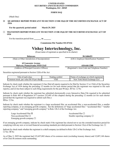 Thumbnail Vishay Intertechnology
 Quarterly Report 2025-q1