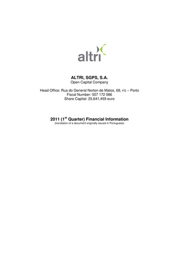 Thumbnail Altri Quarterly Report 2011-q1