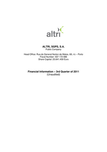 Thumbnail Altri Quarterly Report 2011-q3