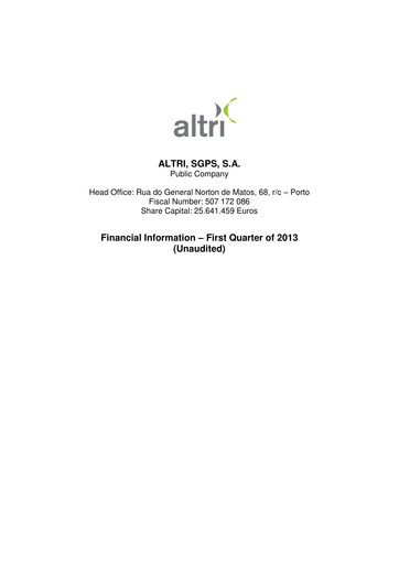 Thumbnail Altri Quarterly Report 2013-q1