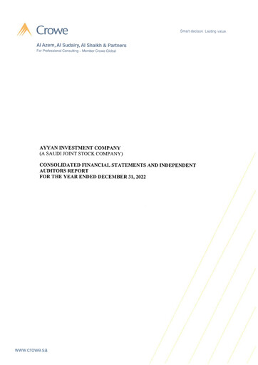 Thumbnail Ayyan Investment Company Financial Statement 2022