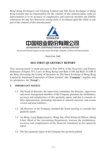 Vorschaubild Aluminum Corporation of China Quartalsbericht 2021-q1
