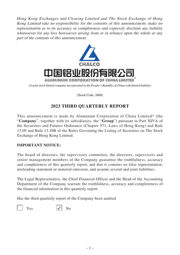 Vorschaubild Aluminum Corporation of China Quartalsbericht 2023-q3