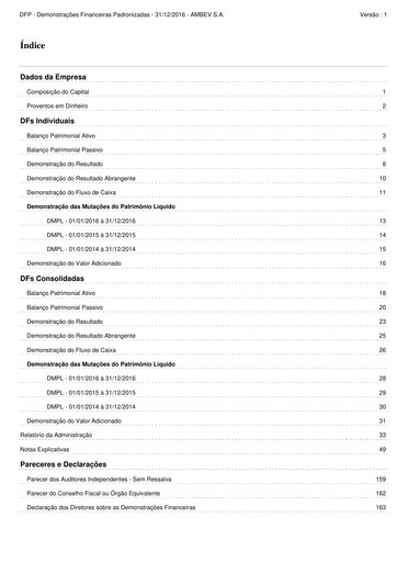Thumbnail Ambev Financial Statement 2016
