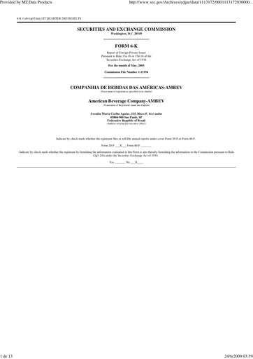 Thumbnail Ambev Quarterly Report 2003-q1