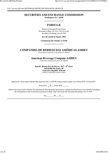Thumbnail Ambev Quarterly Report 2003-q2