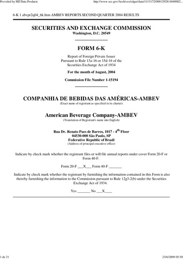 Thumbnail Ambev Quarterly Report 2004-q2