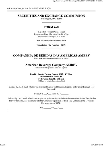 Thumbnail Ambev Quarterly Report 2004-q3