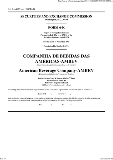 Thumbnail Ambev Quarterly Report 2005-q3
