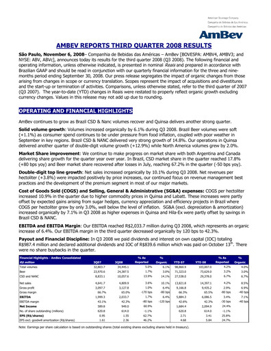 Thumbnail Ambev Quarterly Report 2008-q3