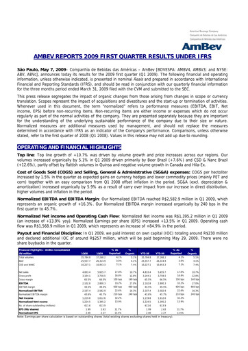 Thumbnail Ambev Quarterly Report 2009-q1