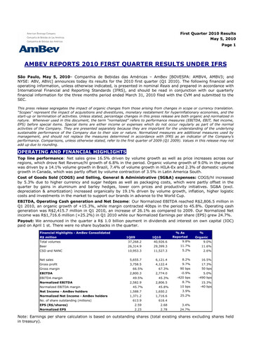 Thumbnail Ambev Quarterly Report 2010-q1