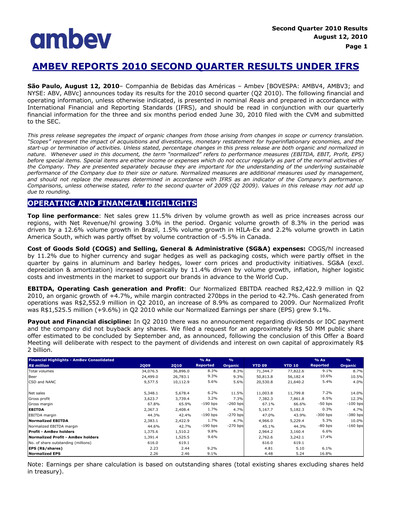 Thumbnail Ambev Quarterly Report 2010-q2