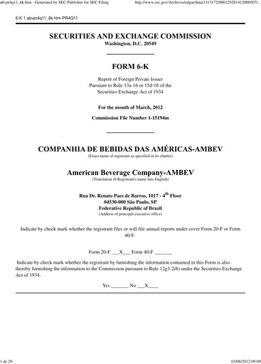 Thumbnail Ambev Quarterly Report 2011-q4
