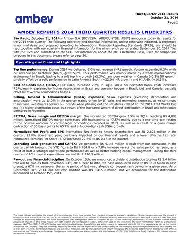 Thumbnail Ambev Quarterly Report 2014-q3