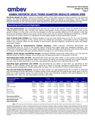 Thumbnail Ambev Quarterly Report 2015-q3