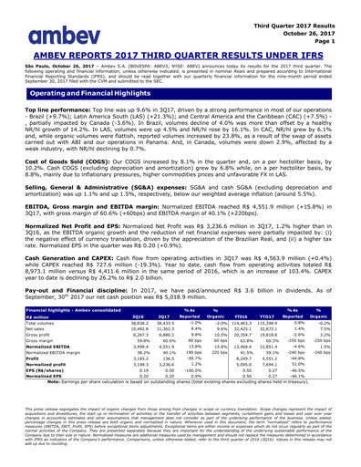 Thumbnail Ambev Quarterly Report 2017-q3