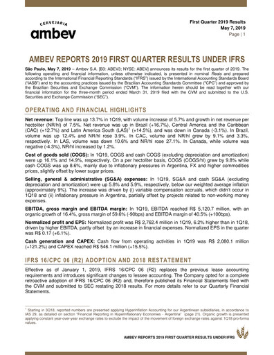 Thumbnail Ambev Quarterly Report 2019-q1
