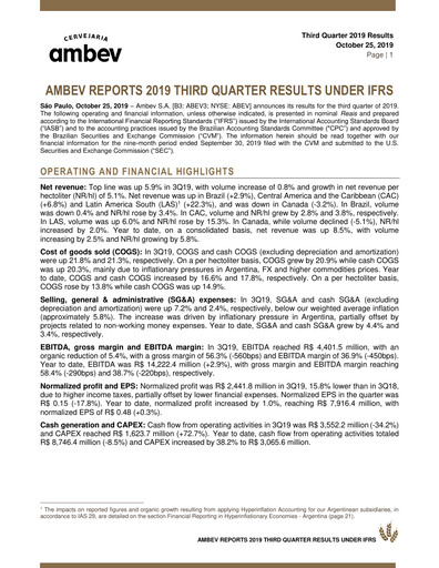Thumbnail Ambev Quarterly Report 2019-q3