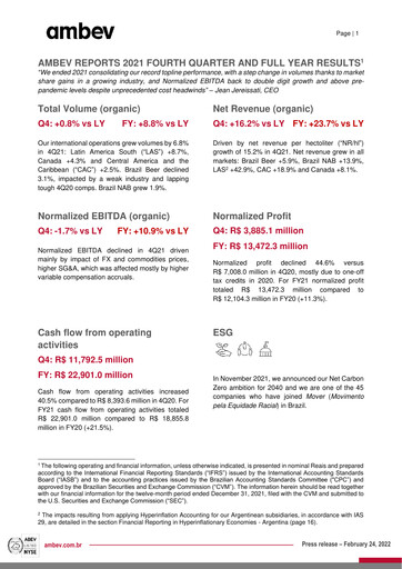 Thumbnail Ambev Quarterly Report 2021-q4