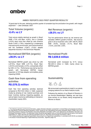 Thumbnail Ambev Quarterly Report 2023-q1