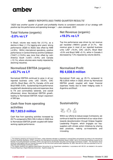 Thumbnail Ambev Quarterly Report 2023-q3