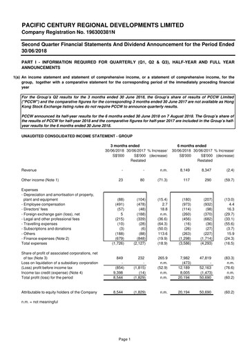 Thumbnail Pacific Century Regional Developments
 Quarterly Report 2018-q2