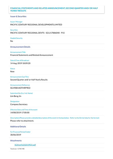 Thumbnail Pacific Century Regional Developments
 Quarterly Report 2019-q2