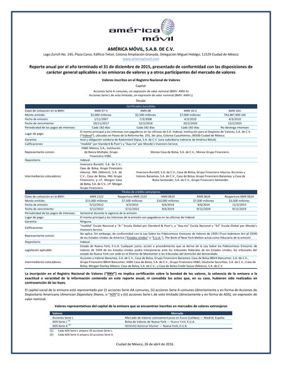 Thumbnail America Movil Annual Report 2015