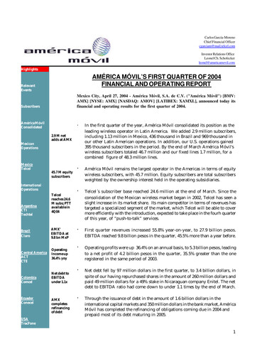 Thumbnail America Movil Quarterly Report 2004-q1