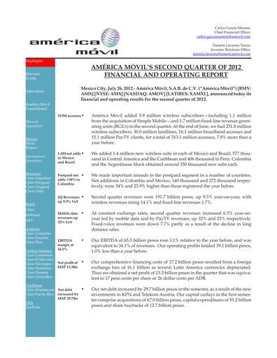 Thumbnail America Movil Quarterly Report 2012-q2