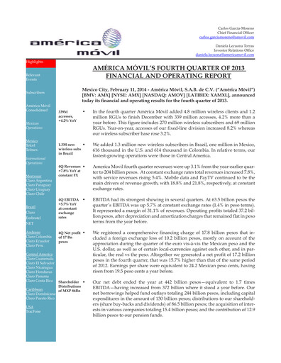 Thumbnail America Movil Quarterly Report 2013-q4