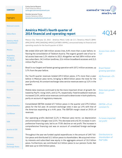 Thumbnail America Movil Quarterly Report 2014-q4