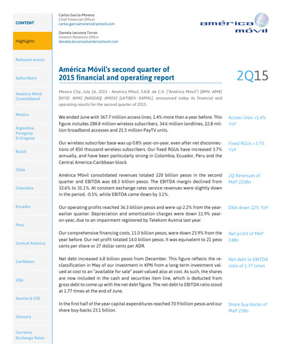 Thumbnail America Movil Quarterly Report 2015-q2