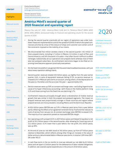 Thumbnail America Movil Quarterly Report 2020-q2
