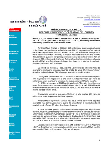 Thumbnail America Movil Quarterly Report 2003-q4