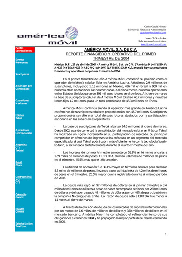 Thumbnail America Movil Quarterly Report 2004-q1