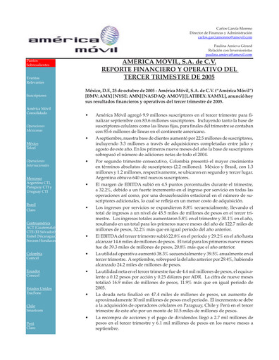 Thumbnail America Movil Quarterly Report 2005-q3